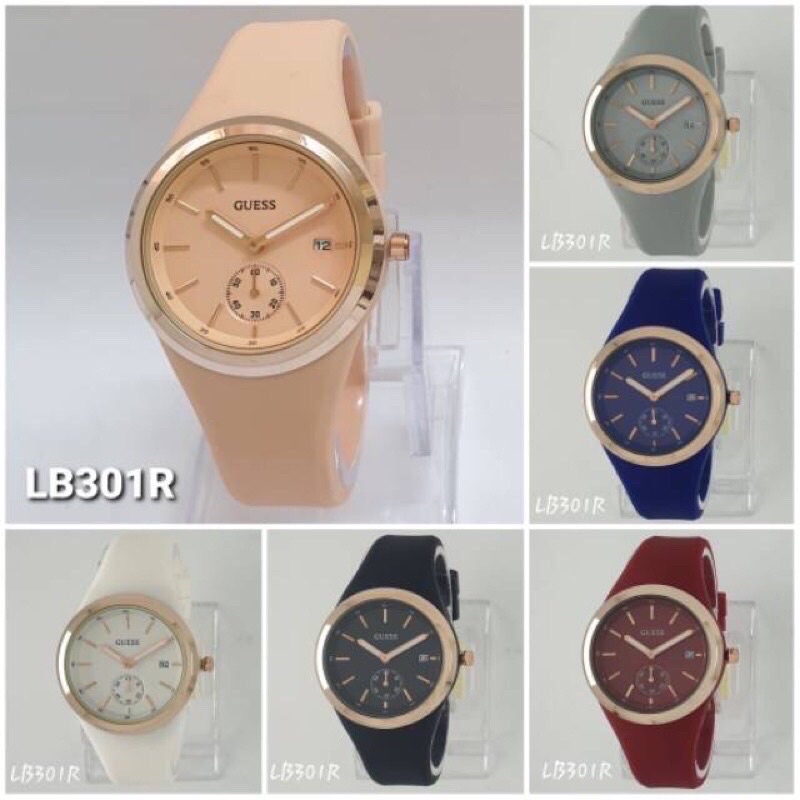 ORIGINAL JAM TANGAN WANITA GUESS KARET DETIK OFF