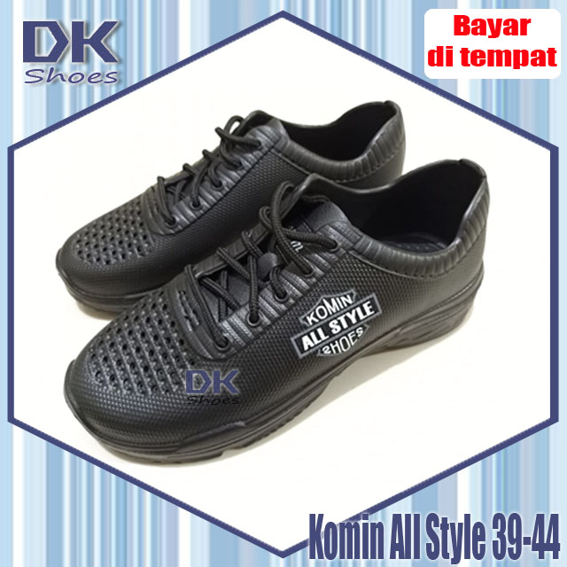 Komin All Style 39-44 /Sepatu PVC Laki Hitam / Sepatu Kerja Pria / Sepatu Karet Pria / Sneakers Pria