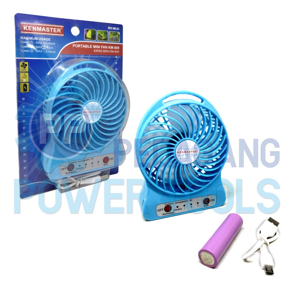 KENMASTER KIPAS ANGIN LISTRIK ELEKTRIK PORTABLE MINI USB FAN - BIRU
