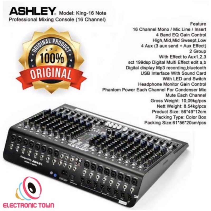 Mixer Audio ASHLEY KING-16 NOTE / KING-16 NOTE / KING 16 NOTE - 16 ch