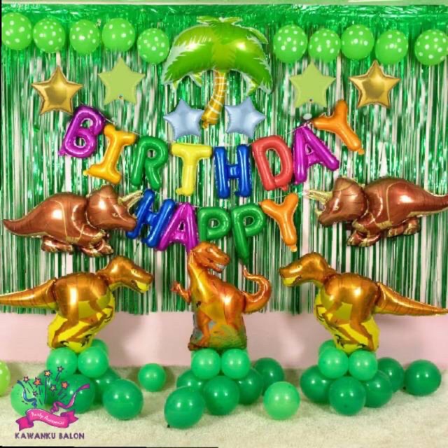 Dino set dekorasi premium/Dinosaurus balon foil/balon ulang tahun
