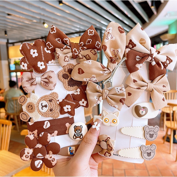 Jepit Rambut Korea Anak Perempuan Model Pita Coklat Aksesoris Rambut lucu style Wanita kualitas import AK150
