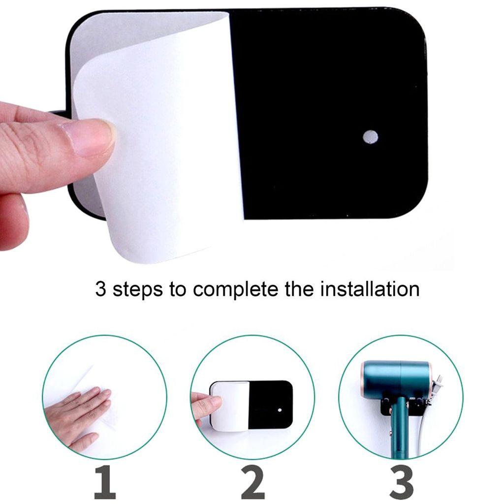 [Elegan] Stand Pengering Rambut Kualitas Warna Solid Bracket Aksesori Kamar Mandi Punch Free Self Adhesive Hairdryer Holder