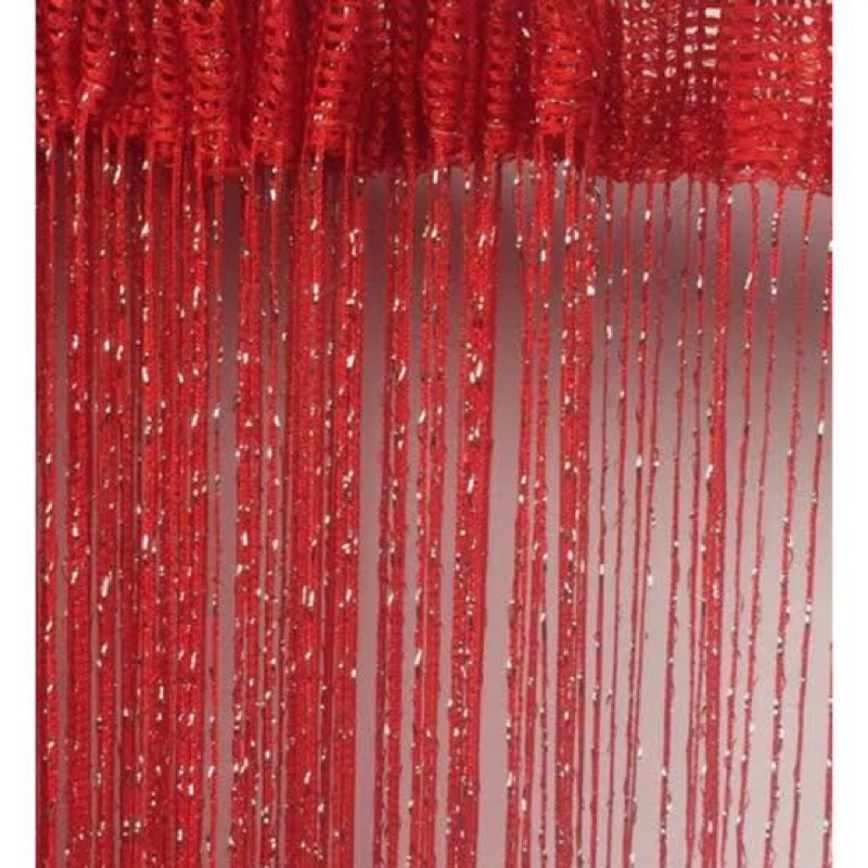 TIRAI BENANG GLITER MERAH CABE/TIRAI BENANG/TIRAI DEKOR/TIRAI GLITER