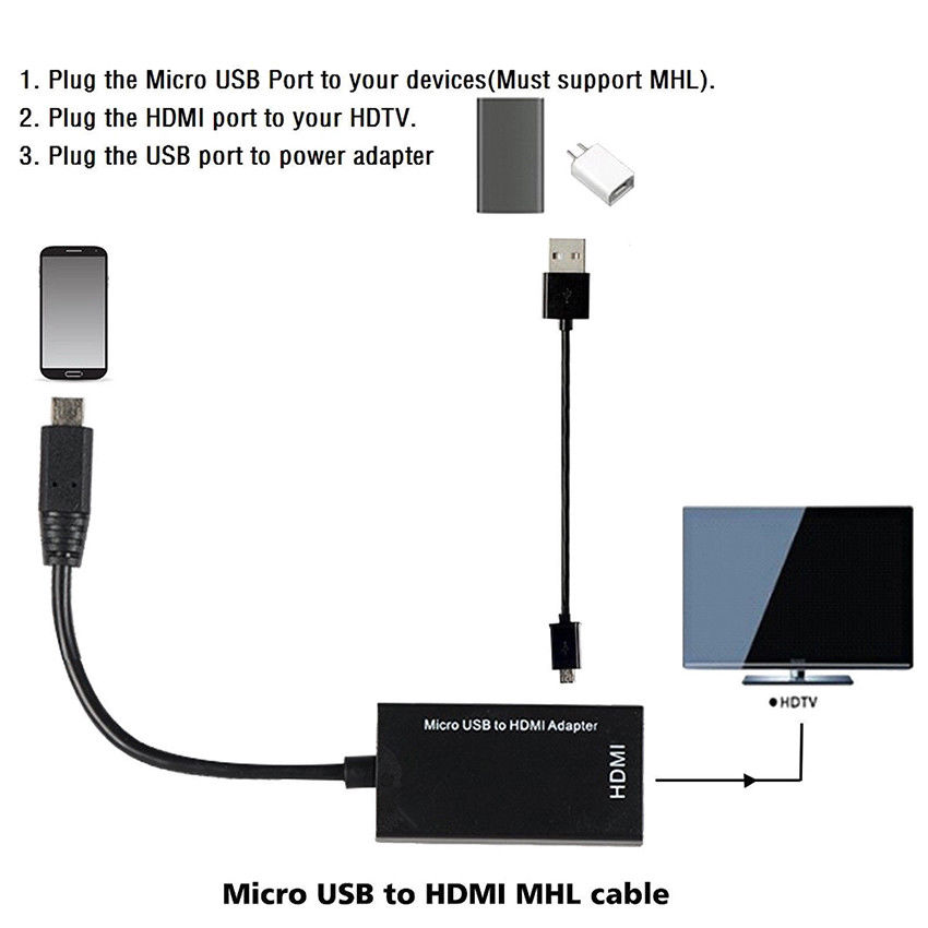 Adaptor HD 1080P Kompatibel Dengan Android Mirco USB Adapter HTC LG Android HDMI Converter Micro USB 2.0 MHL Ke Kabel HDMI