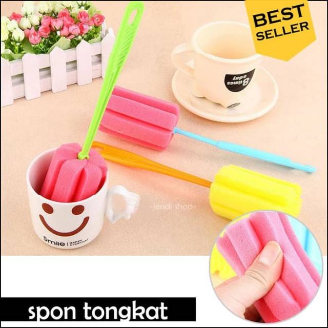 Tongkat pembersih botol sponge spon sikat botol gelas