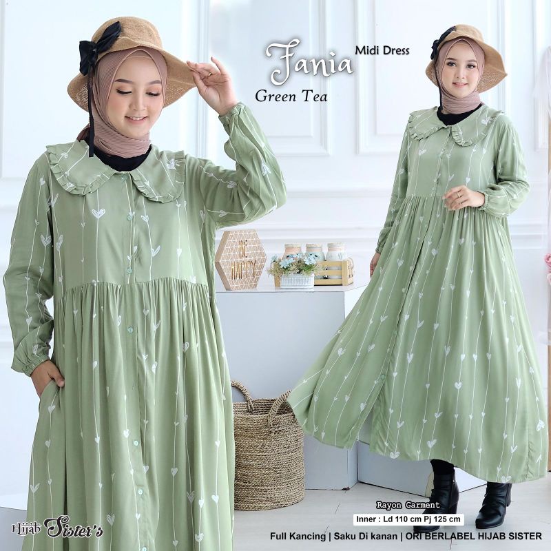MIDI DRESS RAYON MOTIF BUNGA FANIA BY HIJAB SISTER