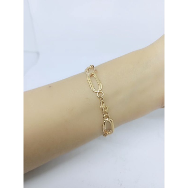 gelang rantai oval hollo double/ gelang perak asli silver 925 lapis emas/ gelang fashion wanita