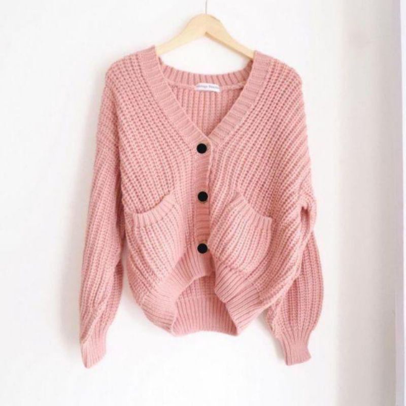 GRACIA SAKU - CARDIGAN CROP RAJUT 7GET TEBAL - OUTER CARDY WANITA