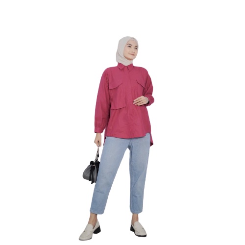 ZASKIYA - PITA TOP / KEMEJA ATASAN PUTRI BLOUSE / BAJU WANITA KANCING KERAH BUSUI FRIENDLY