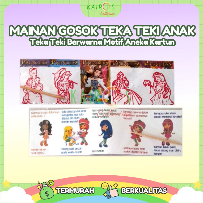 Mainan Edukasi Anak Gosok Teka Teki Berwarna Karakter Kartun