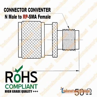 KONEKTOR ADAPTER CONNECTOR CONVERTER JUMPER BAREL N Male to RP-SMA Female (N M to RP-SMA F)