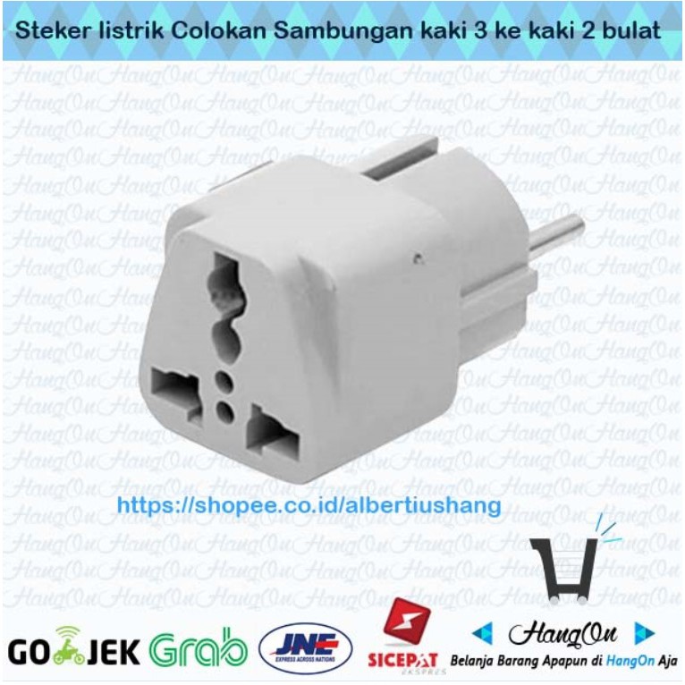 Steker listrik Colokan Sambungan kaki 3 ke kaki 2 bulat EU plug