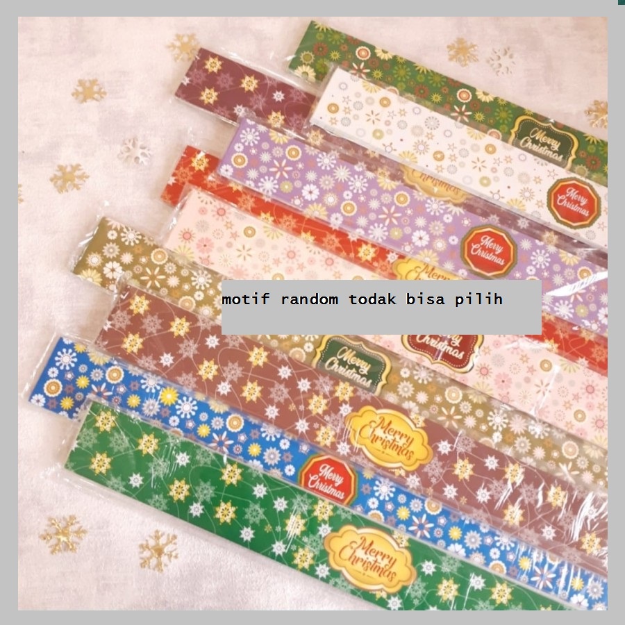 

Pita Hias Kertas Motif Christmas Floral / Pita Toples Natal (10pcs)