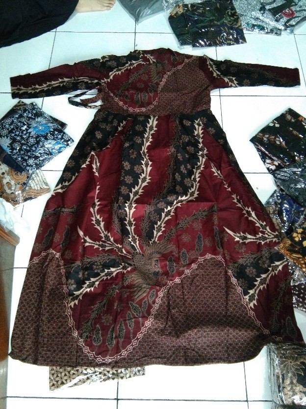 Gamis Peplum Sogan Terbaru | Gamis Batik Solonan