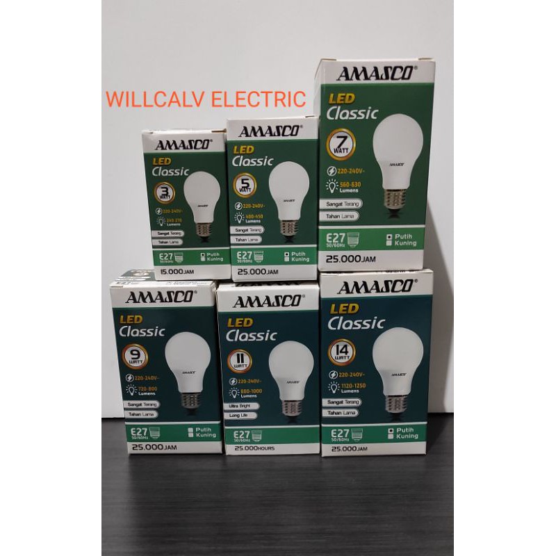 LAMPU LED AMASCO CLASSIC 7W 7WATT 7 W 7 WATT