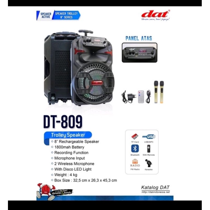 Speaker bluetooth 8inch portable dat 809