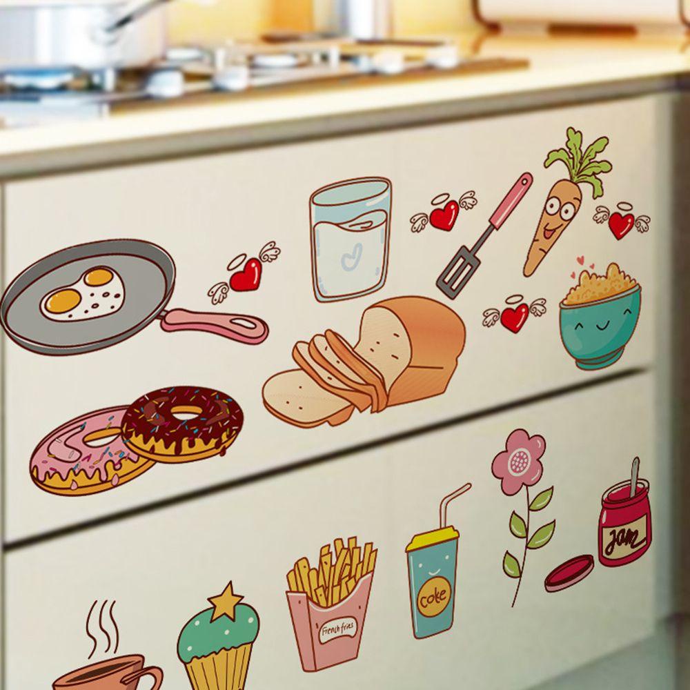 Top Kartun Makanan Stiker DIY Viny Kamar Anak Lemari Kulkas Pintu Memasak Mural