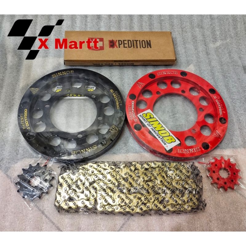 Gear Set / Sepaket Gear / Girset Kawasaki Ninja 250 Fi Dan Ninja 250 Karbu SINNOB + Rantai Expeditio