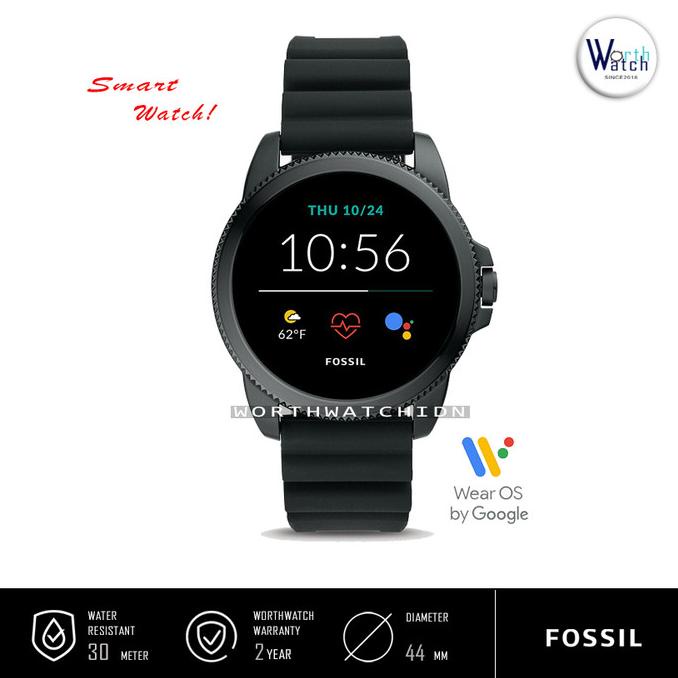 Smartwatch Pria Fossil Gen 5E Black Silicone Rubber Original FTW-4047