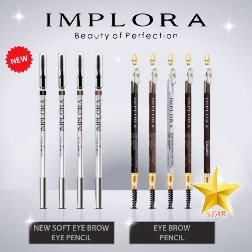 Jual ORIGINAL Pensil Alis Implora Eyebrow Pencil 2 in 1 Soft Type Eye