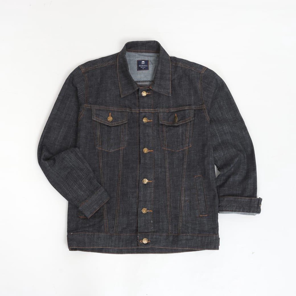 Hommes Apparel Jaket Jeans Denim Washed Biru