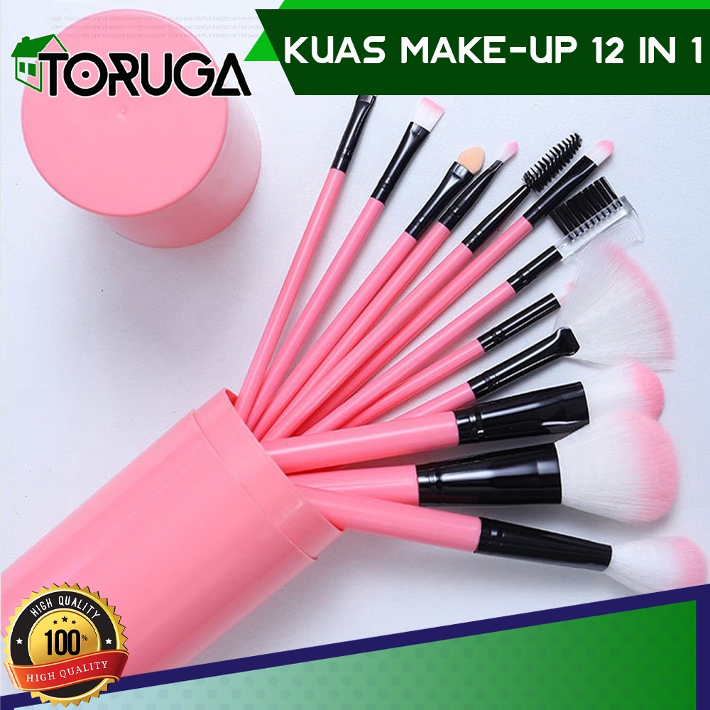 MAKE UP BRUSH SET 12 KUAS SET IN TUBE RIAS MAKEUP MASKER TABUNG