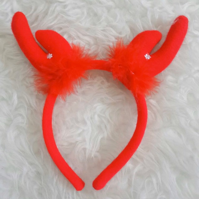 Bando Natal Rusa Bulu Merah Merry Chrsitmas Gliiter Snow Snowflakes