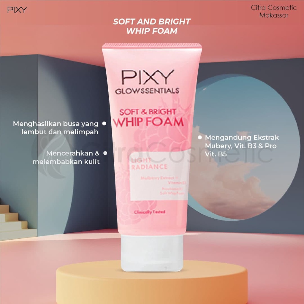 Pixy Glowssentials Series Soft &amp; Bright Whip Foam 60 Gr | Toner &amp; Bright Cream 20Gr | Micellar Water | Smooth &amp; Bright | Brightening Mist