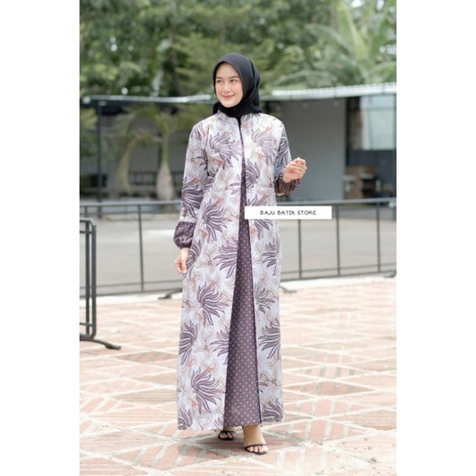 Maura Couple - Sania Ruffle Batik Couple ori Ndoro jowi DNT Garansi Termurah Shopee - Couple Aulia-Gamis Kobes Abu