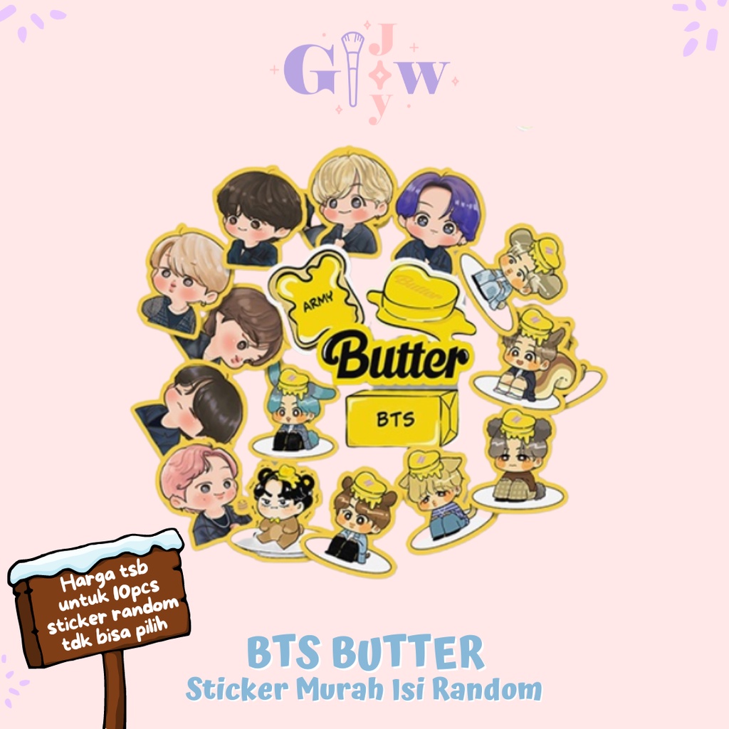 A42 STICKER 10PCS (BTS BUTTER) anti air notebook scrapbook label tempel motif kartun superhero super hero unik lucu atk alat tulis kantor murah viral termurah kartun komputer leptop handphone hp smartphone koper laptop tembok kulkas disney kpop korea