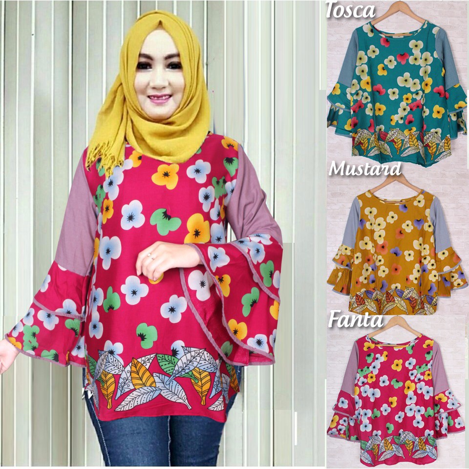 [Trompet motif 1 NI] Blouse Wanita Katun Varaian Tosca/Kuning