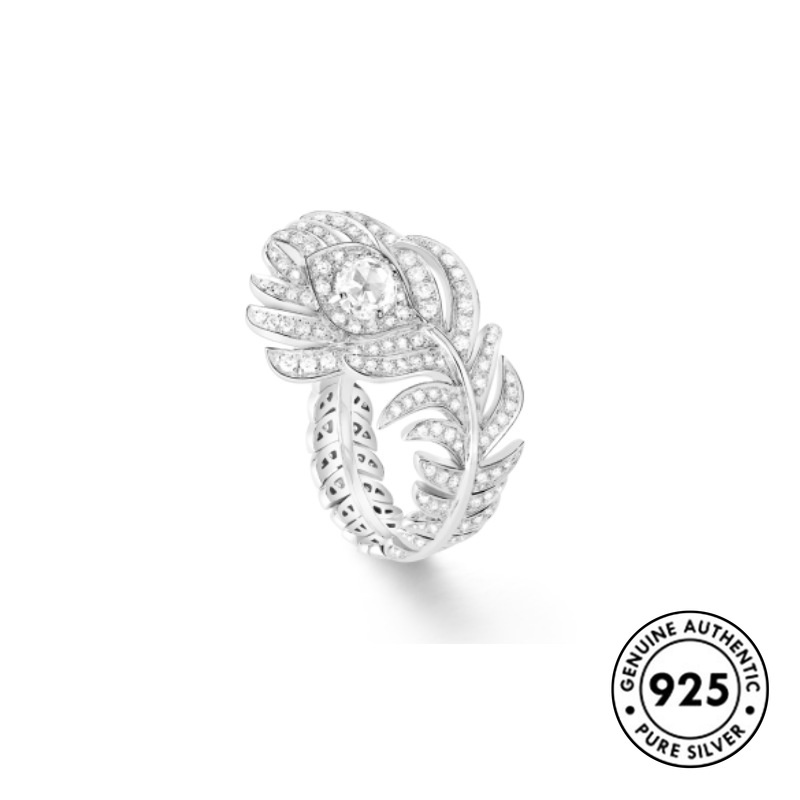 Cincin Sterling Silver 925 Model Bulu Untuk Wanita