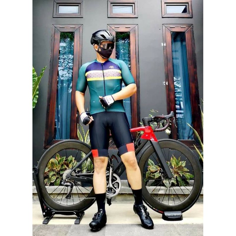 Baju Sepeda Sxb +62 Batik Green Road Bike Jersey Bicycle Gowes