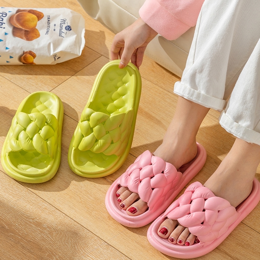 INDOMINI Sendal Wanita Jelly Korean Import Slipper Bahan Karet Tebal Empuk Motif Webbing Super Soft R792
