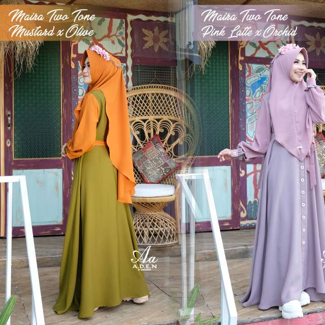 Maira Two Tone Original Aden Gamis Aden Terbaru Shopee Indonesia