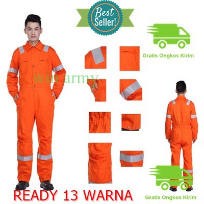 Win Wearpack/Baju Bengkel/katelpak/Baju Kerja Proyek Skotlet Ready 13 warna Termurah lebay