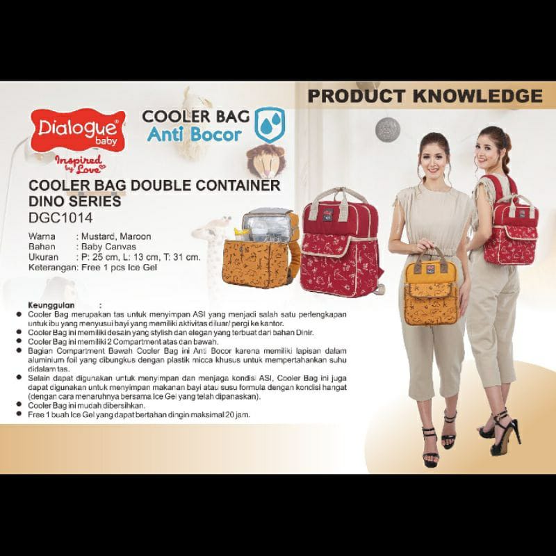 Dialogue Baby DGC1014 Cooler Bag DBL Container Dino -  Tas Ransel Asi (Cooler Bag + Ice Gel)