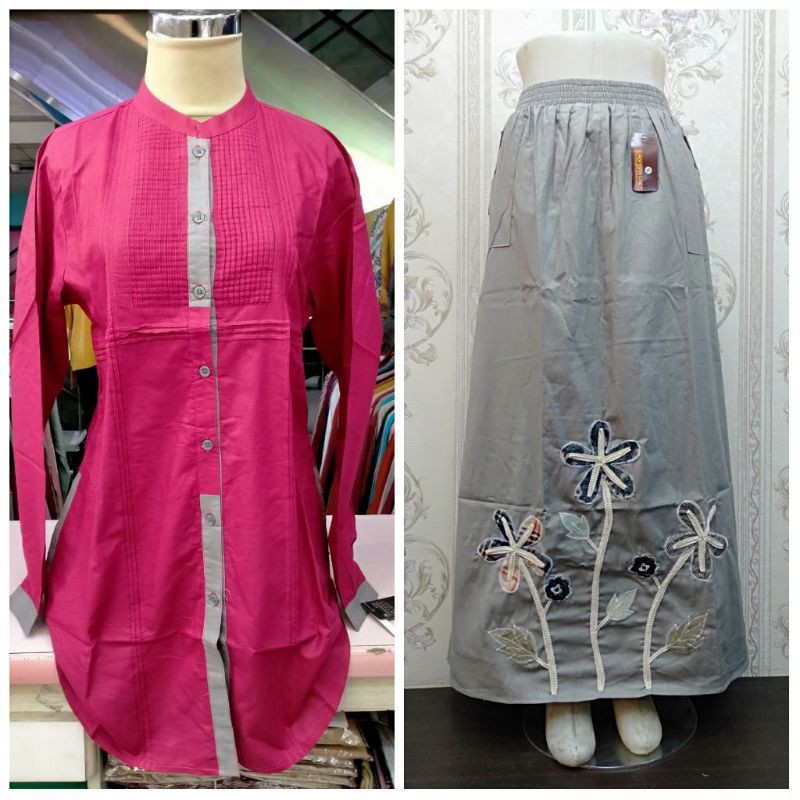 pakaian muslim baju harian baju rok setelan L_A ONESET KATUN ROK & BLOUSE /santri/santriwati/pondok
