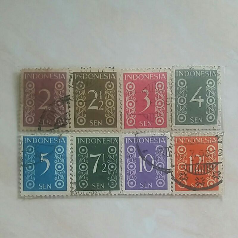 (AB) Perangko Angka Smelt Tahun 1949 Set 8pcs Used