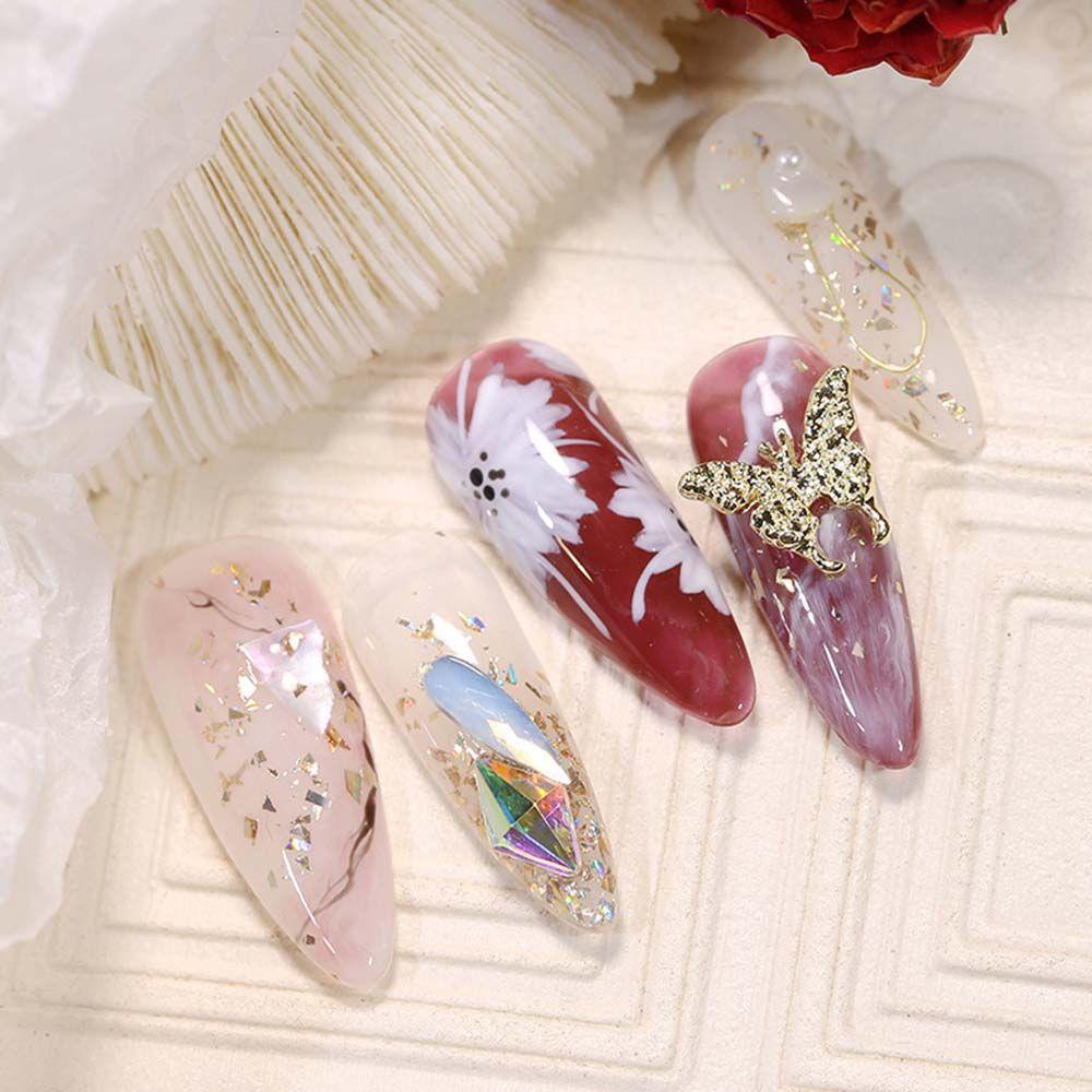 AUGUSTINA Agustina Kupu-Kupu Nail Art Perhiasan Alloy Emas Gaya Jepang Indah Mengkilap DIY Nail Art Ornamen