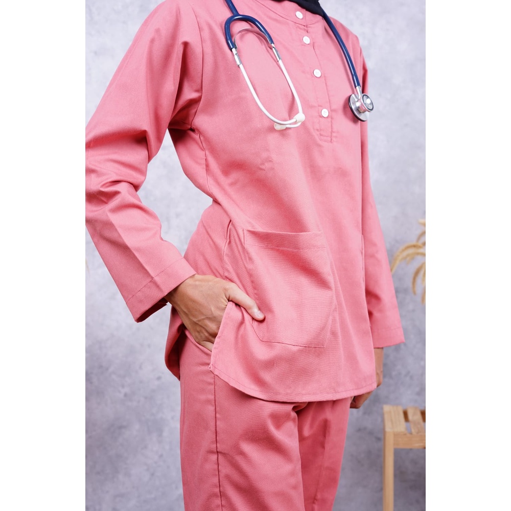 Baju OK OKA Kancing Lengan Panjang | Medical Scrub Perawat Dokter Petugas Medis