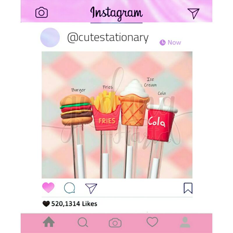 Bolpoin Gel Fast Food Pulpen Lucu Karakter Makanan Unik