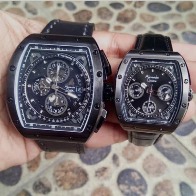 Alexandre christie original 100 % ac6411 couple Tali kulit full black
