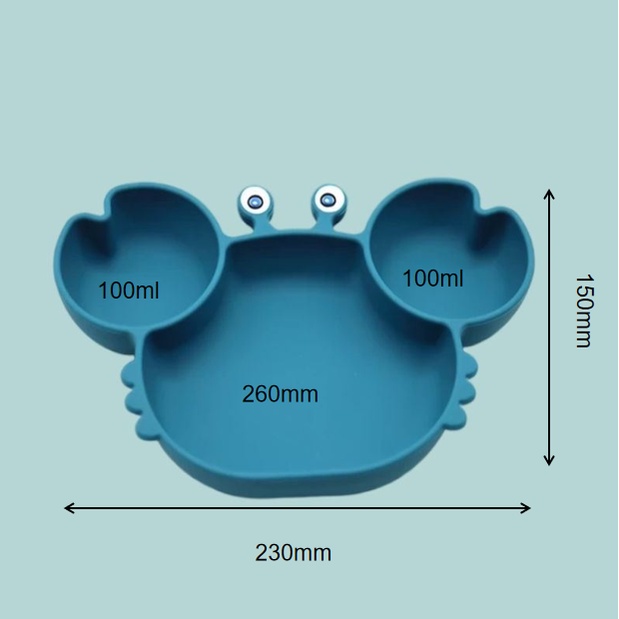 Piring Bayi Kepiting Silikon / Silicone Baby Plate Crab / Mangkuk Bayi Silikon / Silicone Suction Baby Bowl  CJ01