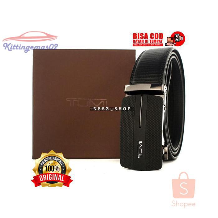 IKAT PINGGANG PRIA GESPER SABUK KTG2I1589 BELT KULIT ASLI IMPORT TUMI 110 BLACK