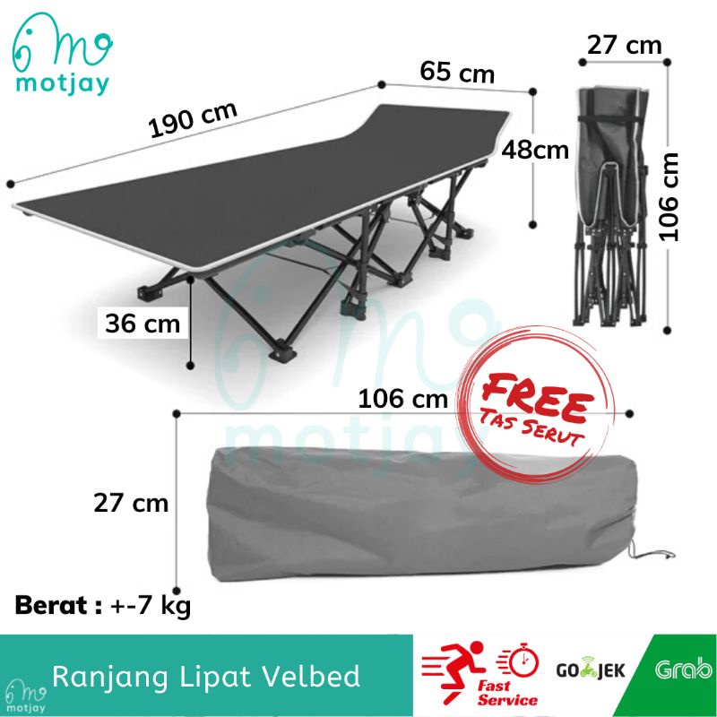 Ranjang Lipat Kasur Lipat Folding Bed Velbed Rangka Besi Kasur Lipat