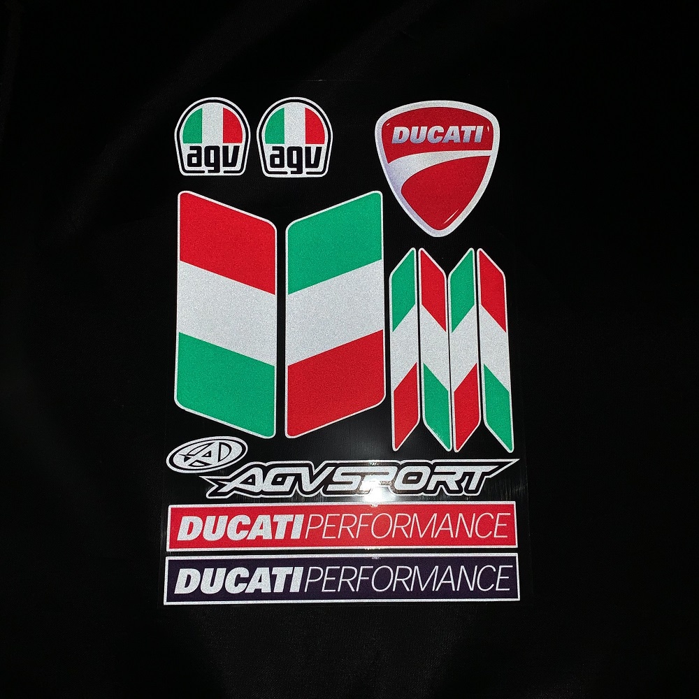 Ducati Logo Highly Reflective Helmet Sticker Motorcross Motorbike Decals Italian Flag Stickers