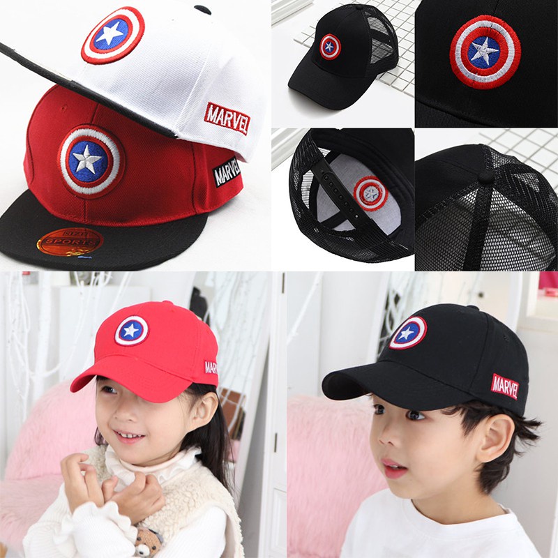 Topi snapback 2-4-6 Tahun Topi Anakcaptain America Topi Anak Laki Laki Perempuan Topi Baseball