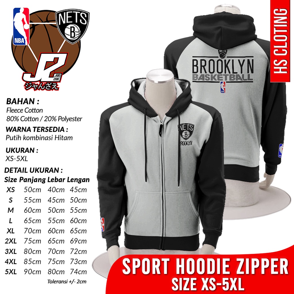 Hoodie Zipper XS-5XL BROOKLYN NETS NBA Basketball Eastern Conference Team Pullover Zipped Sweatshirt